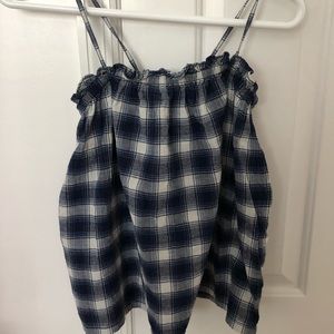 Madewell Gingham Blue and White Top